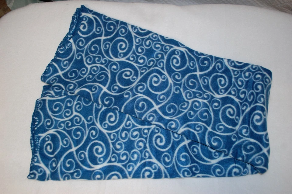 Fleece Throw Blanket TEAL BLUE WITH WHITE SWIRLS Comfort Bay, 50x60"