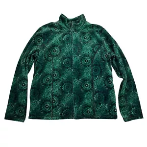 Chaqueta Kim Rogers Verde Mandala Estampado Terciopelo Cremallera Completa Algodón Poli Talla S - Imagen 1 de 10