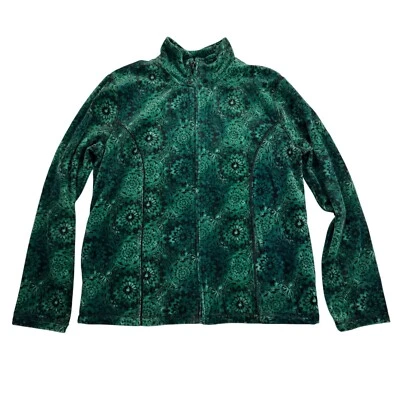 Chaqueta Kim Rogers Verde Mandala Estampado Terciopelo Cremallera Completa Algodón Poli Talla S Foto 1 de 4