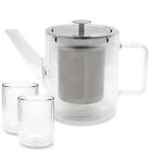 Glas Teekanne 1.0 Liter doppelwandig Kannen Set & 2 Teeglser je 290 ml Volumen