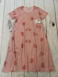 Abito LulaRoe Jessie taglia 2XS bianco rosso cuori camicia manica corta vestito NUOVO - Foto 1 di 9