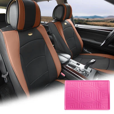 Juego de fundas de asiento de auto de cuero sintético de ajuste universal FH Group para SUV delanteras con alfombrilla de tablero Foto 1 de 4