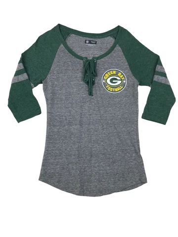 NFL Green Bay Packers Women's Shirt Small 3/4 Sleeve Front Tie Round Neck Cover