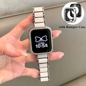 Bling Metal Band with Rhinestone Bumper Case For iWatch Series 10/9/5/4/SE/Ultra - Zdjęcie 1 z 16