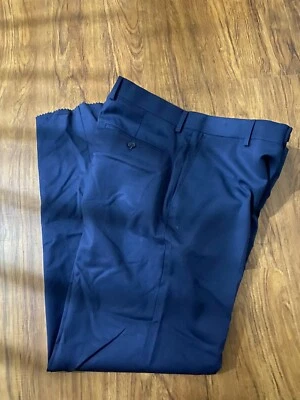 Pantalones de vestir Joseph Abboud 100 % lana separados frente plano azul marino talla 36R sin dobladillo Foto 1 de 2
