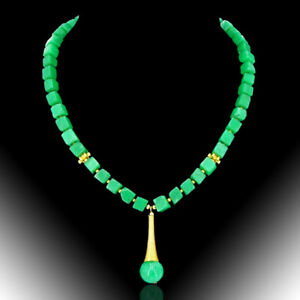 BAILYSBEADS traumhafte Smaragd-Kette Collier Halskette mit Anhänger Fr22