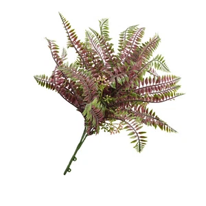 Planta de arbusto de imitación flor falsa verde rojo verde artificial decoración de bodas para el hogar - Imagen 1 de 6