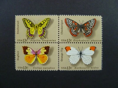 1977 $.13 Block of 4 #1712-1715 Butterfly Issue MNH-See Description & Images - Image 1 of 2