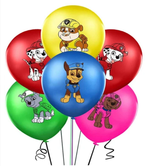 PAW PATROL Multicolour 12" Latex Party Balloons Marshall Chase Rocky Zuma  - Image 1 of 1