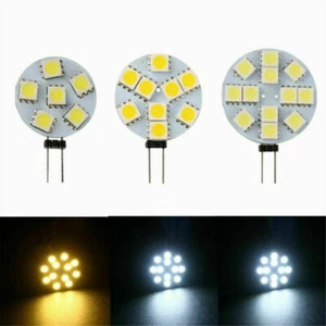 2X G4 DC 12V 5050 SMD 6/9/12 LED Car Boat Light Pure/Warm White Round Bulb Lamp - Picture 1 of 12