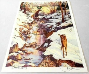 Christmas Morning Art Print Deer and Train Station By Ken Harris - Imagen 1 de 6