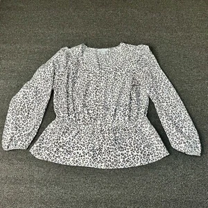 NINE WEST Womens Size XL Animal Print Long Sleeve Peplum Top Flowy - Picture 1 of 6