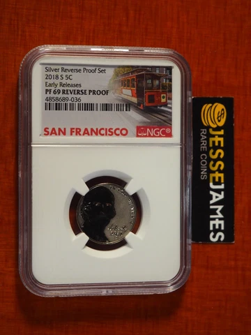 2018 S 5C REVERSE PROOF JEFFERSON NICKEL NGC PF69 EARLY RELEASES TROLLEY LABEL Cover