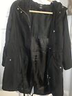 Miss Lili Womens Button Front Jacket Size M Black Soot 3/4 Sleeves Coat