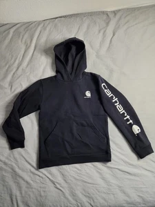 Carhartt Spellout Hoodie Sweatshirt Youth Size Large Black White Western Cowboy - Picture 1 of 7