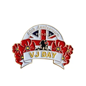 VJ Day 80 Years 80th anniversary Pin Badge Brooch Veterans Memorabilia - Picture 1 of 3