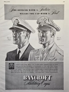 Bancroft Gorras Militares Ejército Armada Oficiales Zephyr Avión Vintage Anuncio Impreso 1943 - Imagen 1 de 4