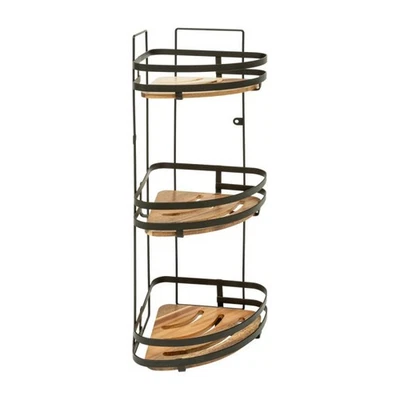 Étagère d'Angle de Douche 3 Niveaux "Blackacia" 55cm Noir - Photo 1/2