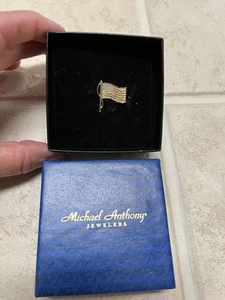 Vintage 14K Gold Michael Anthony American Flag Tie Tack Patriotic 1g - Picture 1 of 2