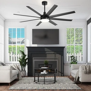 65 Inch LED Black and White Ceiling Fan with Light Remote- 8 - Picture 1 of 5