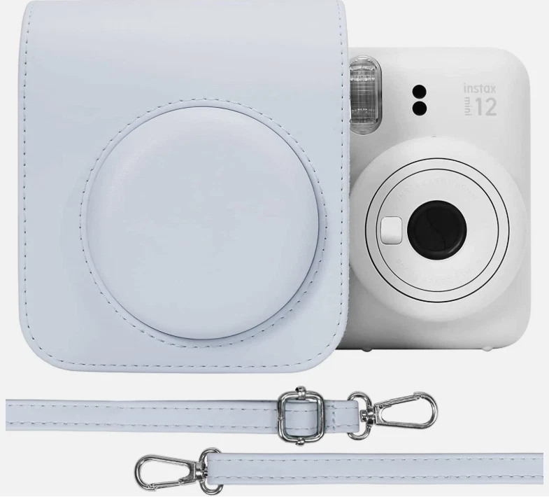 Funda para cámara de cuero PU blanca para Fujifilm Instax Mini 12 + álbum de fotos gratis Foto 1 de 4