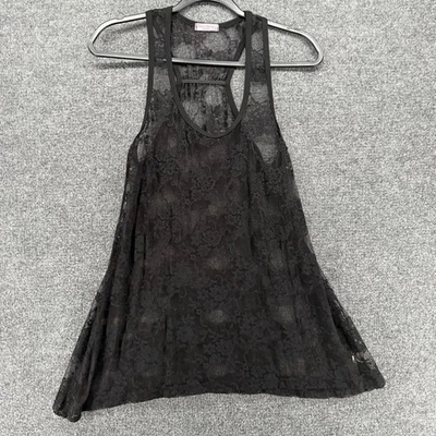 Top para mujer Y2K talla L negro encaje malla transparente tanque hada grunge caprichoso gótico Foto 1 de 4