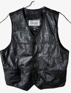 Chaleco de cuero negro con botones Wilsons para hombre XL XLarge Pelle Studios - Imagen 1 de 6