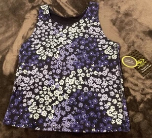 Athletic Works Longline Bra Tank Top Blue/Purple Floral Girls XL 14-16 NWT NEW - Picture 1 of 13