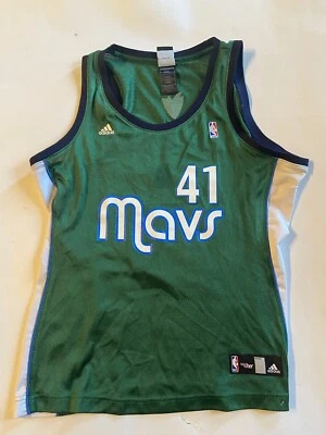 Camiseta deportiva de baloncesto Adidas de Dirk Nowitzki #41 de los Dallas Mavericks de la NBA para mujer talla grande Foto 1 de 4