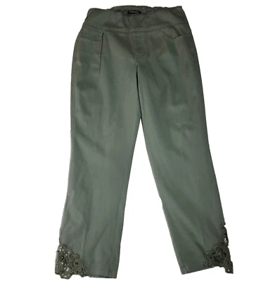 Chadwicks 女式裤子 8 码橄榄拉刺绣钩针下摆口袋 — 第 1/4 张图片