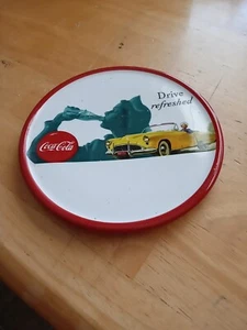 Round Vintage Coca Cola Drive Refreshed Plate 6.25" Diameter - Picture 1 of 4