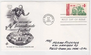 TurtlesTradingPost- Intercollegiate Football 1969 FDC #1382 - Artcraft Cachet - Picture 1 of 1
