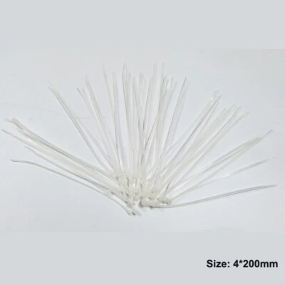 Bridas de cable de plástico de nailon autobloqueantes de 4 mm 200 mm correa de cable con cremallera 50 piezas blancas Foto 1 de 4