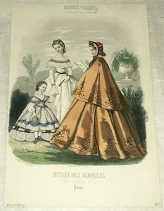 Fine Hand-Colored Fashion Engraving from Modes Vraies Paris: 1863 - Picture 1 of 4