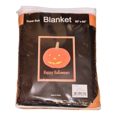 Happy Halloween Soft Throw 50x60 Orange Blanket Jack-o-lantern Exclusive Blanket - Image 1 of 3