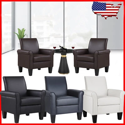 Modern Faux Leather Accent Chair Single Sofa Upholstered Armchair For LivingRoom - Image 1 of 4