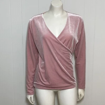 Blusa J Crew Mercantile Top Mujer M Rosa Terciopelo Sobrepelliz Manga Larga Imitación Envolvente Foto 1 de 4