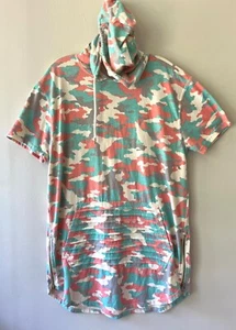 Bleecker n Mercer Sz L Cover Up Midi Dress Camo Pullover Hoodie Kangaroo Pocket - Picture 1 of 12