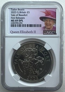 NGC DPL69 Great Britain UK 2023 Tudor Beasts Yale of Beaufort Copper-Nickel Coin - Picture 1 of 2