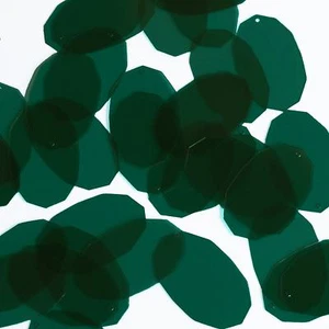 Lentejuelas Facet Gem Ovaladas 1.25" Verde Muy Profundo Transparente Brillante Mate Reversible - Imagen 1 de 2