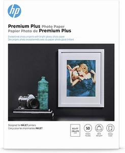 Papier fotograficzny HP Premium plus, błyszczący, 8,5 x 11 cali, 50 arkuszy (CR664A), biały, opakowanie - Zdjęcie 1 z 11