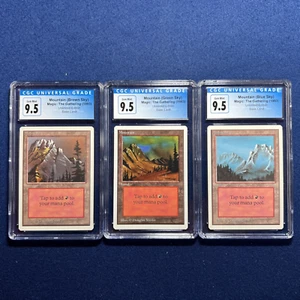 MTG Unlimited Set all 3 Mountain Versions  CGC 9.5 (Blue Label 10) Gem Mint 1993 - Picture 1 of 2