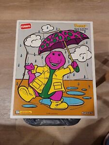 Playskool Vintage Wooden Puzzle - Barney Dancin' in the Rain 8 Pieces