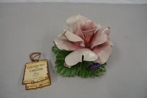 VINTAGE CAPODIMONTE ITALY FLOWER CANDLE HOLDER - Picture 1 of 5
