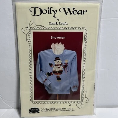 Snowman Sweatshirt Doily Wear Ozark Crafts #810 NEW Vintage Sewing Pattern 1993 - Image 1 of 4