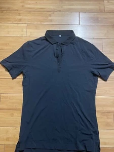 Mens Lululemon Athletic Golf Polo Shirt Size Medium Black Stretch Causal Top - Picture 1 of 3