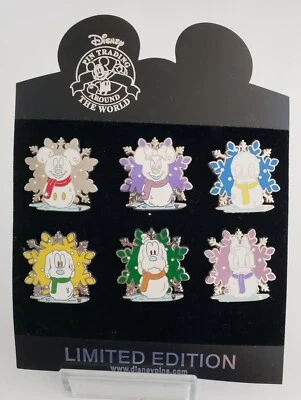 DISNEYLAND DLR SNOWMAN HIDDEN MICKEY CAST TRADE ONLY 6x PIN SET FREE SHIPPING! - Image 1 of 4