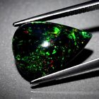 4.66ct 16.5x12mm Pear Cab Natural Floral Flash Play-Of-Color Crystal Black Opal