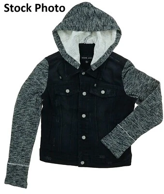 Black Rivet Women's Button Closure Hooded Denim Jacket X-Small Distressed Black - Image 1 of 3