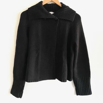 Cárdigan Suéter Calvin Klein Lana Merino Para Mujer Pequeño Grande Negro Puño Acanalado Foto 1 de 4